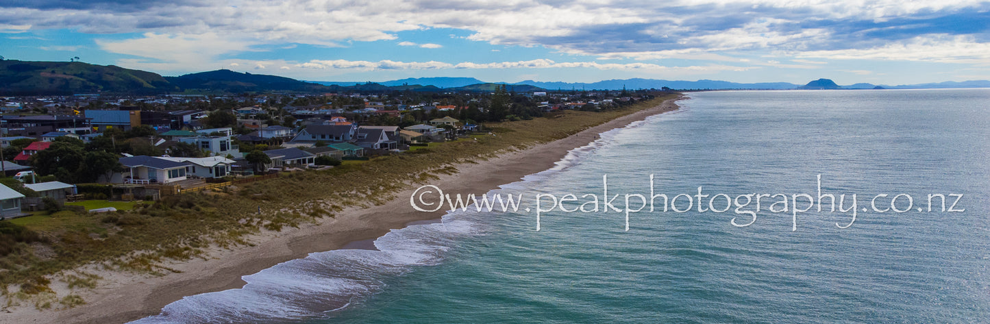 Papamoa Beach with Mount Maunganui in the distance - Panorama - Choose your size